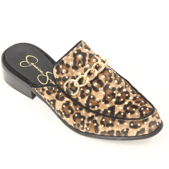 Jessica Simpson Leopard Print Shoes sz 7 Women Slip On Mules - Picture 2 of 8